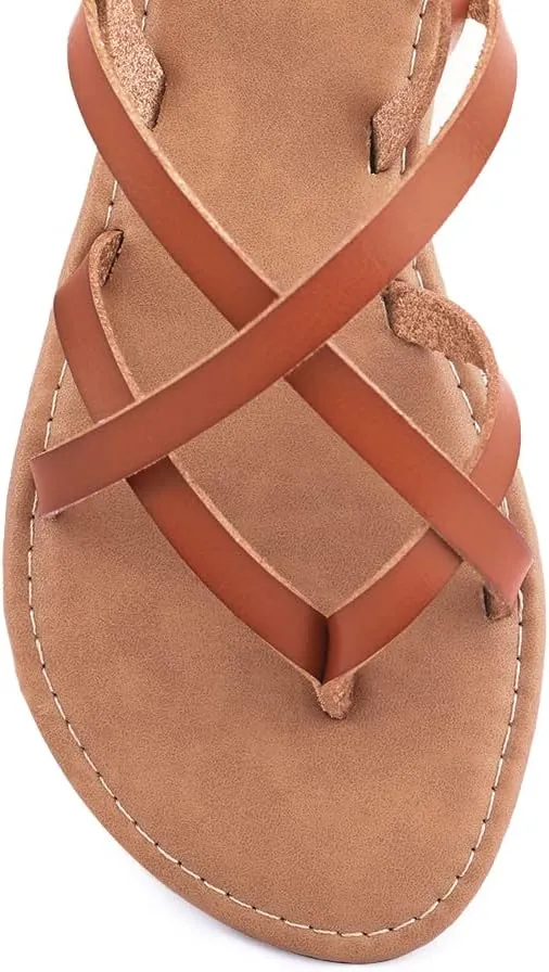 Women's Gladiator Flat Sandals Fisherman Strappy Sandals Ankle Strap Sandals