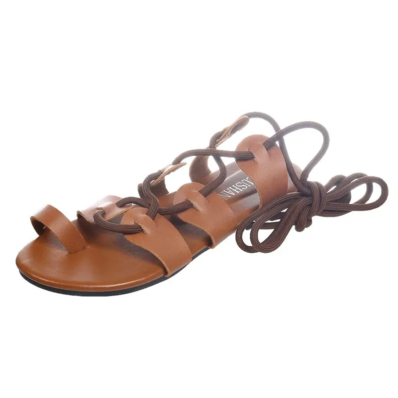 Women's Gladiator Sandal with Lace-up Closure Brown