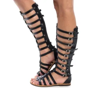Women's High Top Spartan Sandal with Buckles