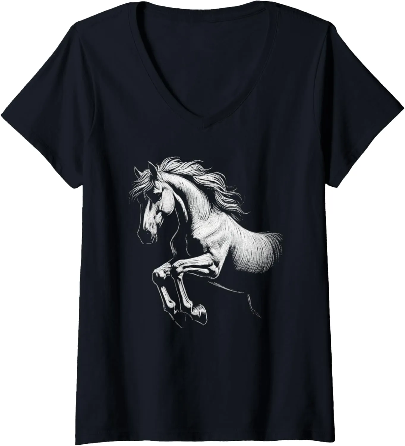 Womens Horse Art Equestrian Horse Lover Rider Horseback Derby Horse V-Neck T-Shirt