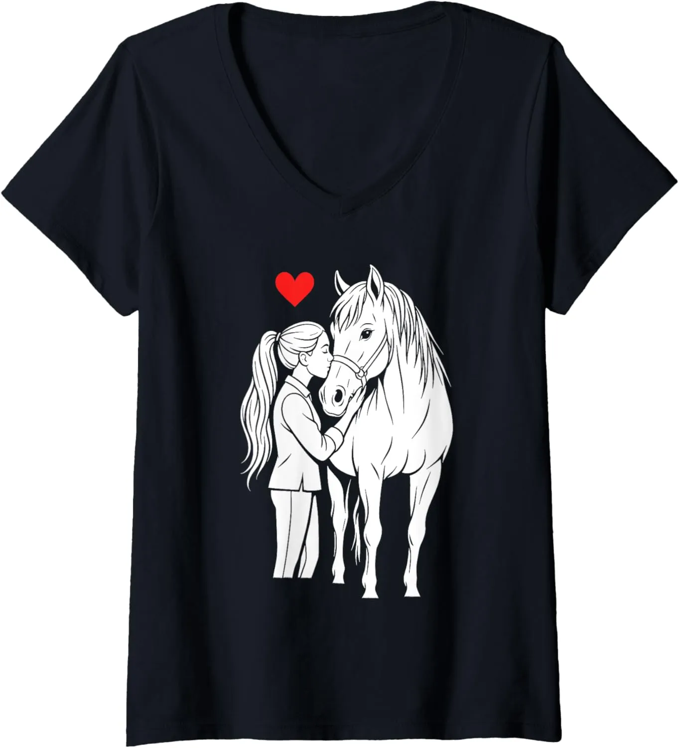 Womens Horse Girl Equestrian Horse Racing Derby Horse Lover Cowgirl V-Neck T-Shirt