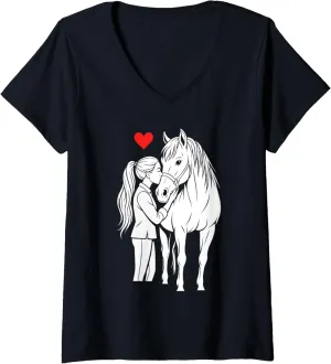 Womens Horse Girl Equestrian Horse Racing Derby Horse Lover Cowgirl V-Neck T-Shirt