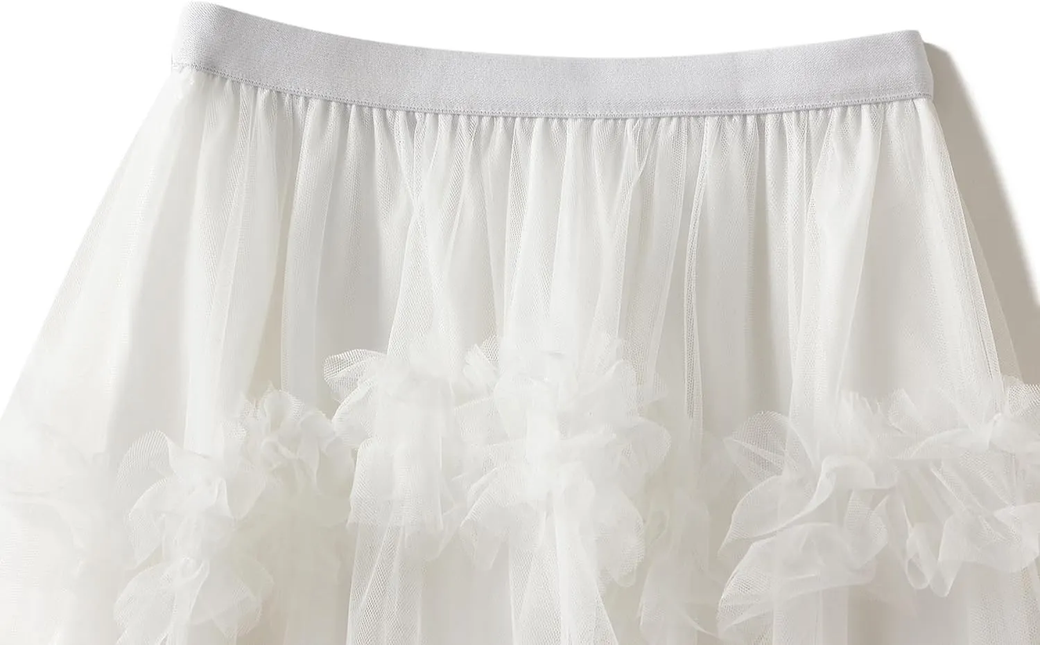 Women's Irregular Layered Tulle Long Skirt Elastic High Waist Fashion Mesh Pleated Skirt A-Line Maxi Party Casual Tutu Skirt