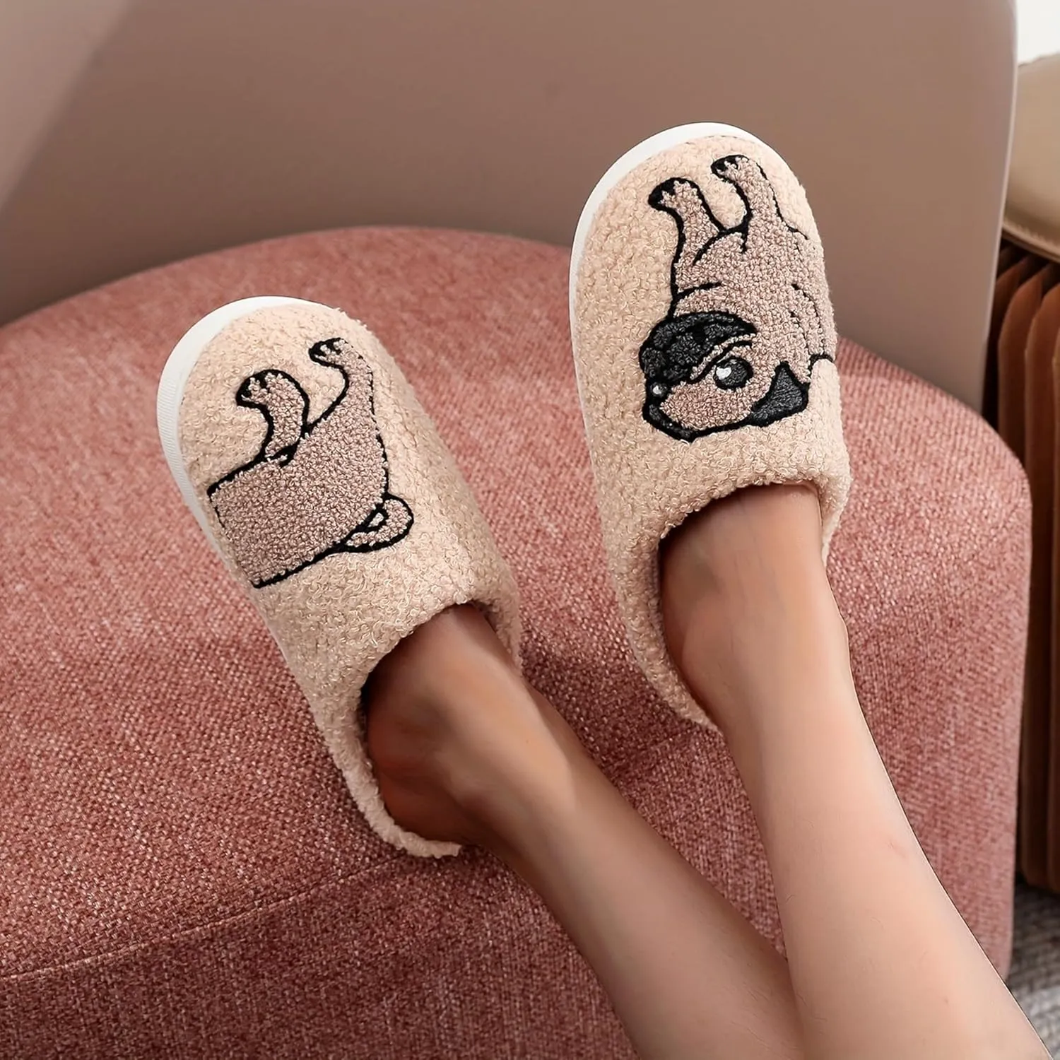 Women's Men's Fuzzy Memory Foam Slippers Fluffy Warm Comfort Light Weight Indoor Outdoor House Couple Shoes