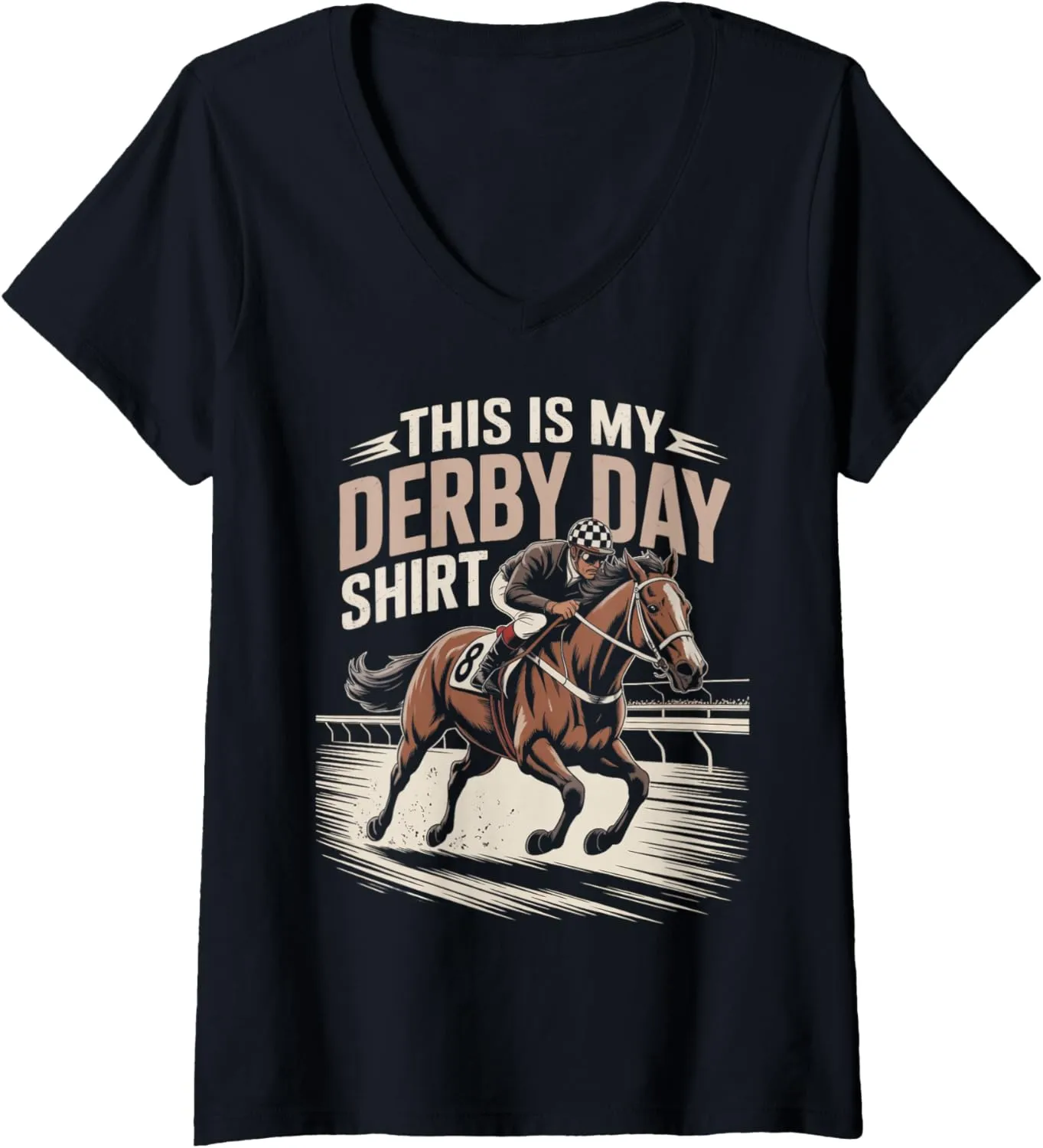 Womens My Derby Day Horse Rider Racing Track Race Horse Derby V-Neck T-Shirt