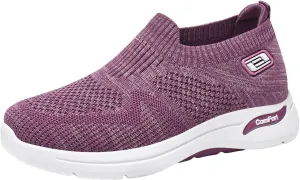 Womens Orthopedic Sneakers Slip On Running Tennis Shoes Breathable Woven Nurse Shoes Casual Air Cushion Walking Shoes