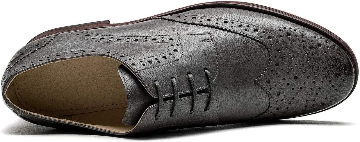 Women's Perforated Classic Lace-up Oxfords Brogue Wingtip Round Toe Derby Saddle Leather Shoes for Women Girls Lady Wife