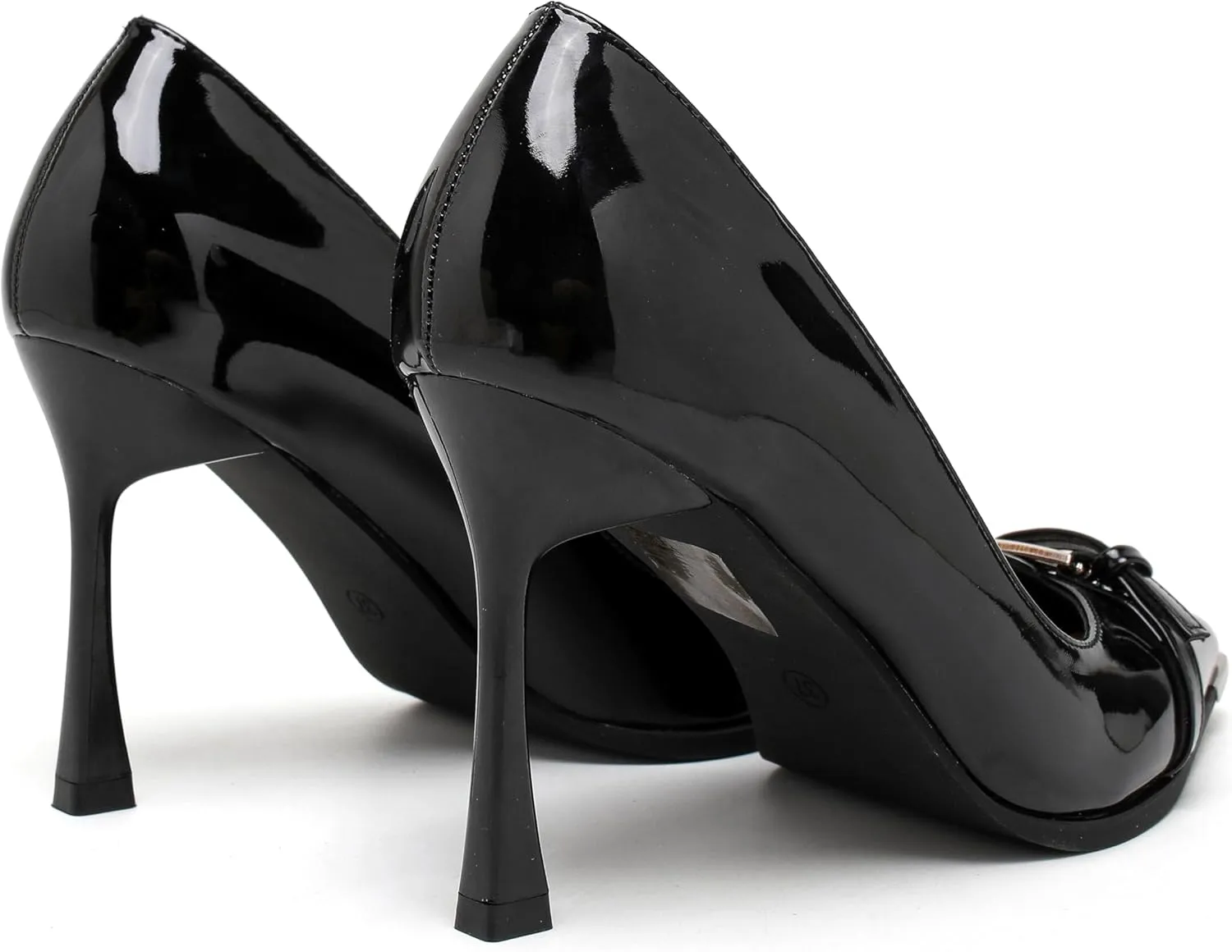 Women's Pointed Toe Stiletto Heels Slip-On Dress Pumps with Buckle Detail