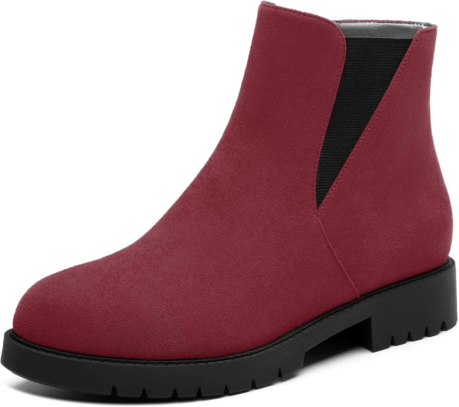 Womens Round Toe Low Chunky Heel Chelsea Ankle Boots, Chelsea Booties with Zipper and Elastic for Women 1"