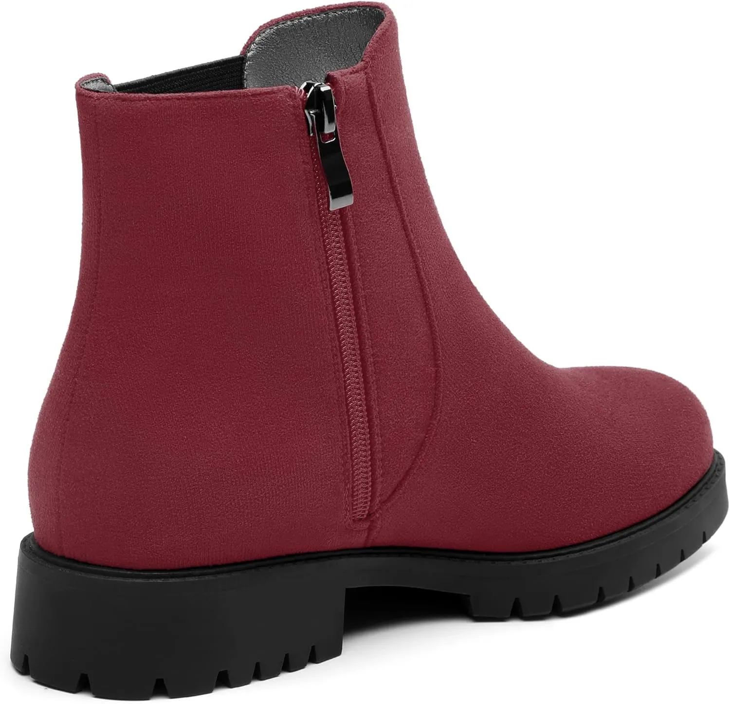 Womens Round Toe Low Chunky Heel Chelsea Ankle Boots, Chelsea Booties with Zipper and Elastic for Women 1"