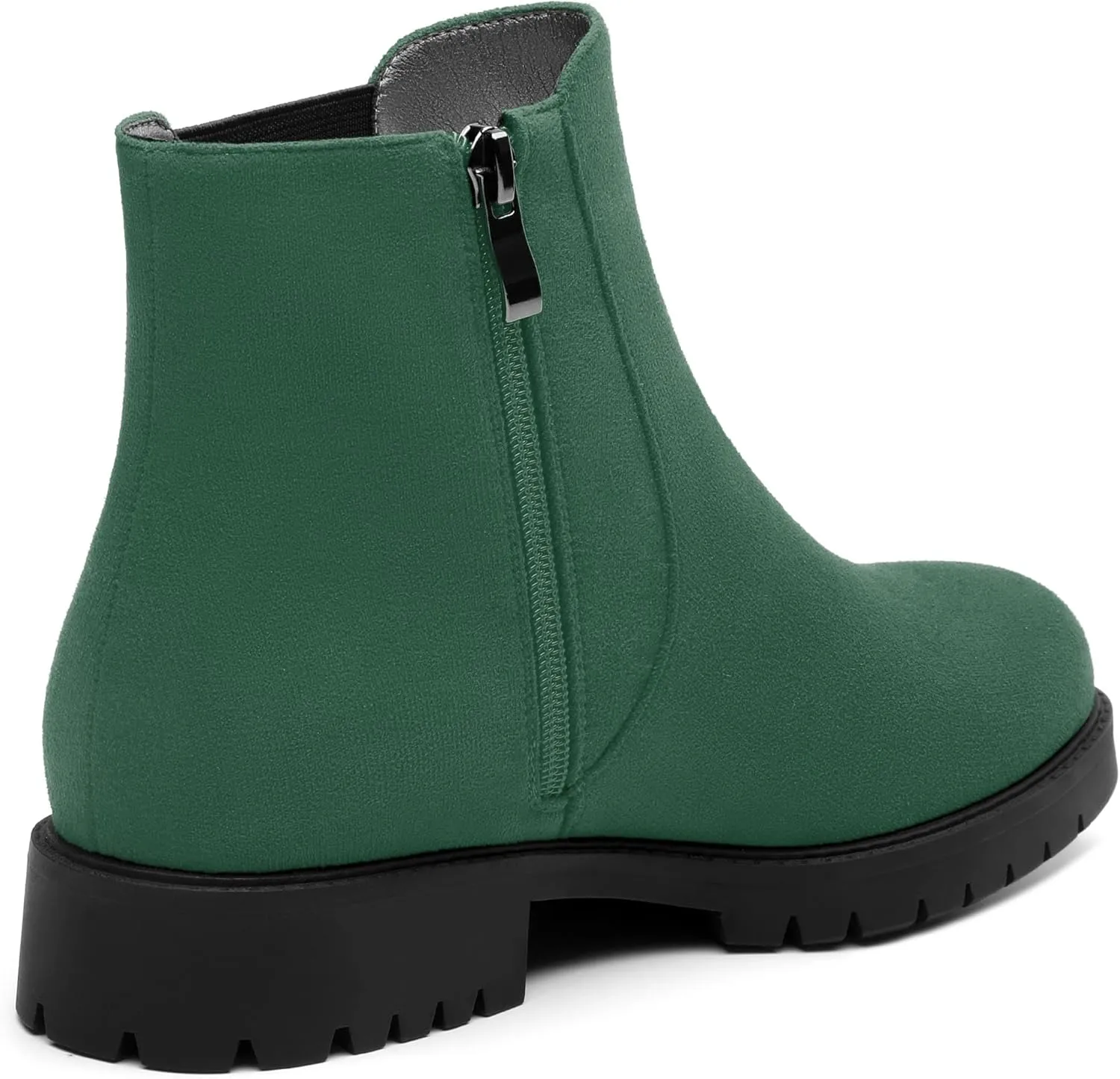 Womens Round Toe Low Chunky Heel Chelsea Ankle Boots, Chelsea Booties with Zipper and Elastic for Women 1"