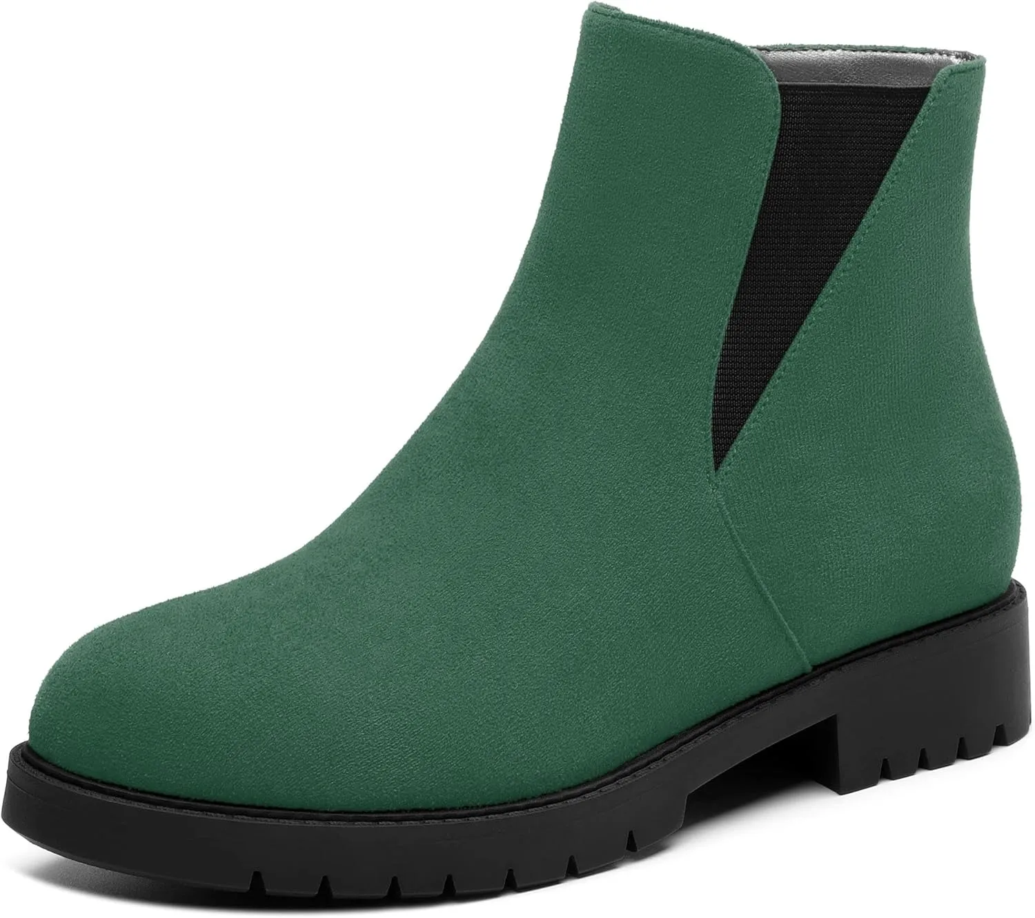 Womens Round Toe Low Chunky Heel Chelsea Ankle Boots, Chelsea Booties with Zipper and Elastic for Women 1"