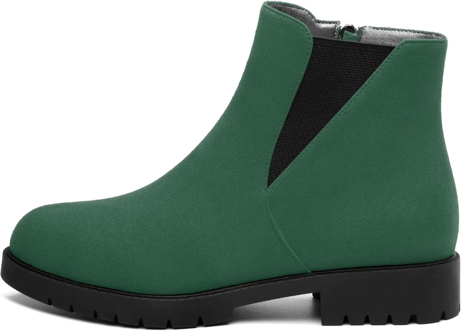 Womens Round Toe Low Chunky Heel Chelsea Ankle Boots, Chelsea Booties with Zipper and Elastic for Women 1"