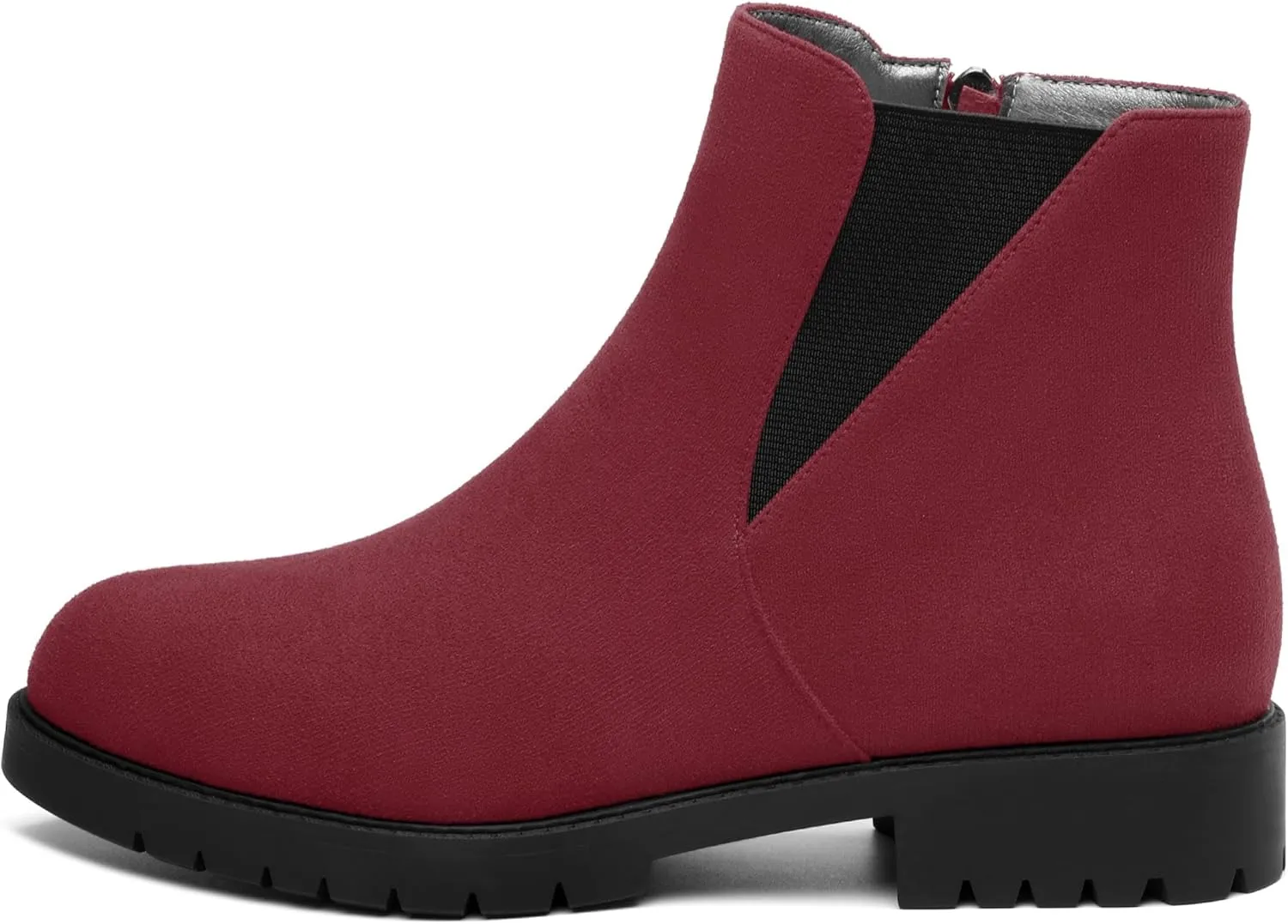 Womens Round Toe Low Chunky Heel Chelsea Ankle Boots, Chelsea Booties with Zipper and Elastic for Women 1"