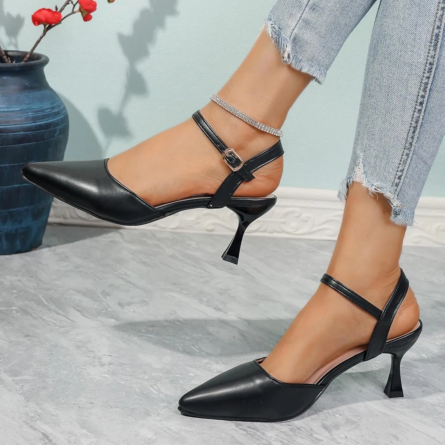 Womens Slingback Sexy Kitten Heels Closed Pointed Toe Low Stiletto Heels Dress Bridal Party Wedding Pumps Shoes 2025