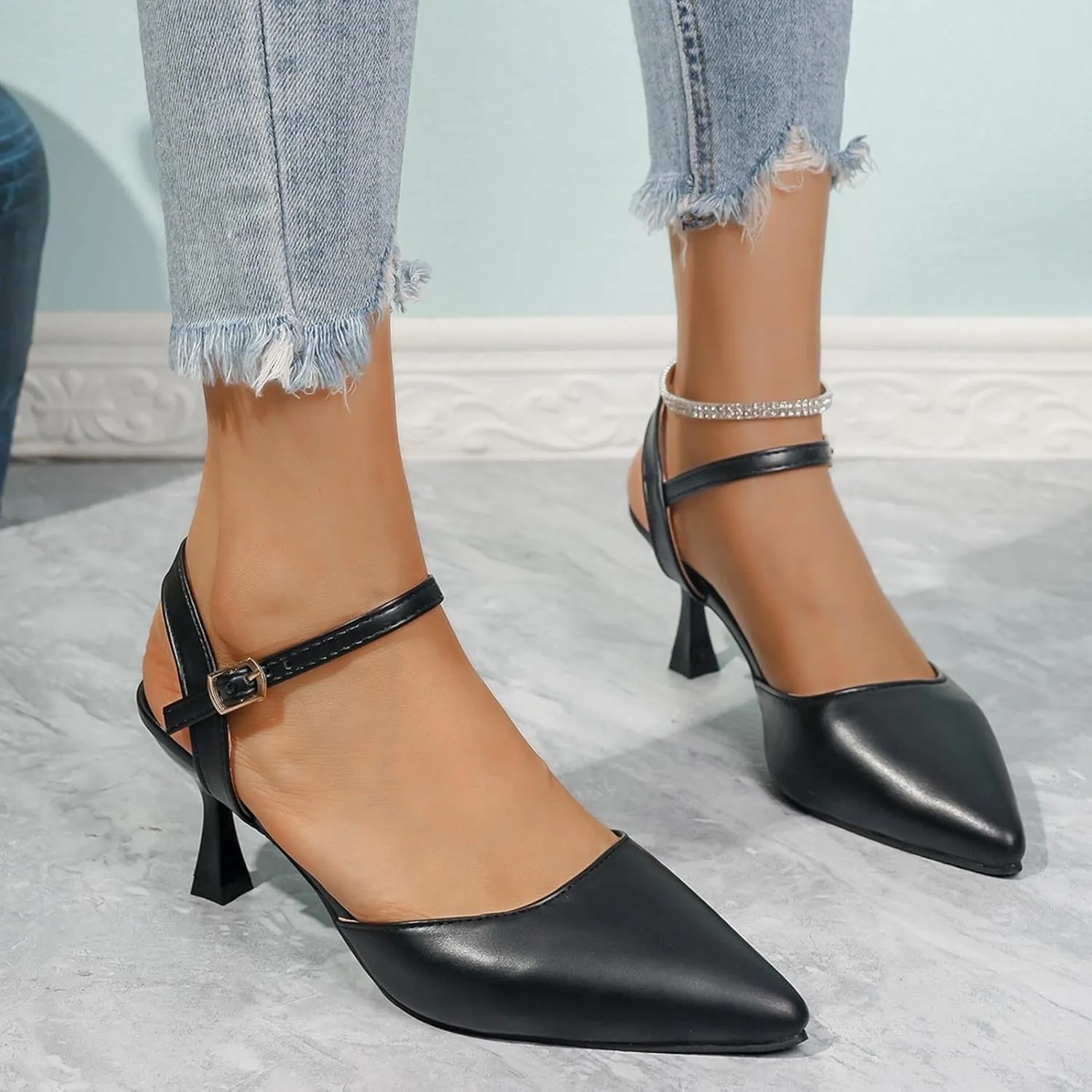 Womens Slingback Sexy Kitten Heels Closed Pointed Toe Low Stiletto Heels Dress Bridal Party Wedding Pumps Shoes 2025