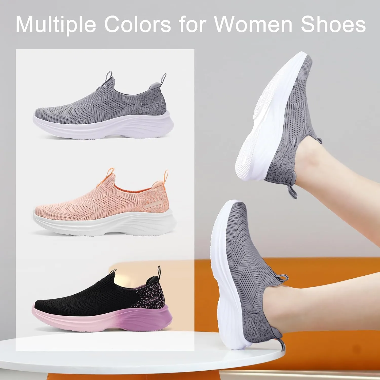 Women's Slip On Walking Shoes Tennis Comfort Athletic Gym Sneakers