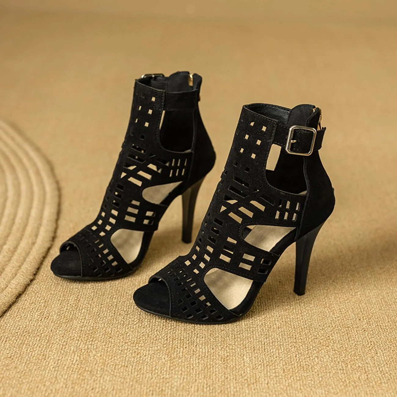 Womens Stiletto Heel Sandals Back Zipper Gladiator High Heel Sandals