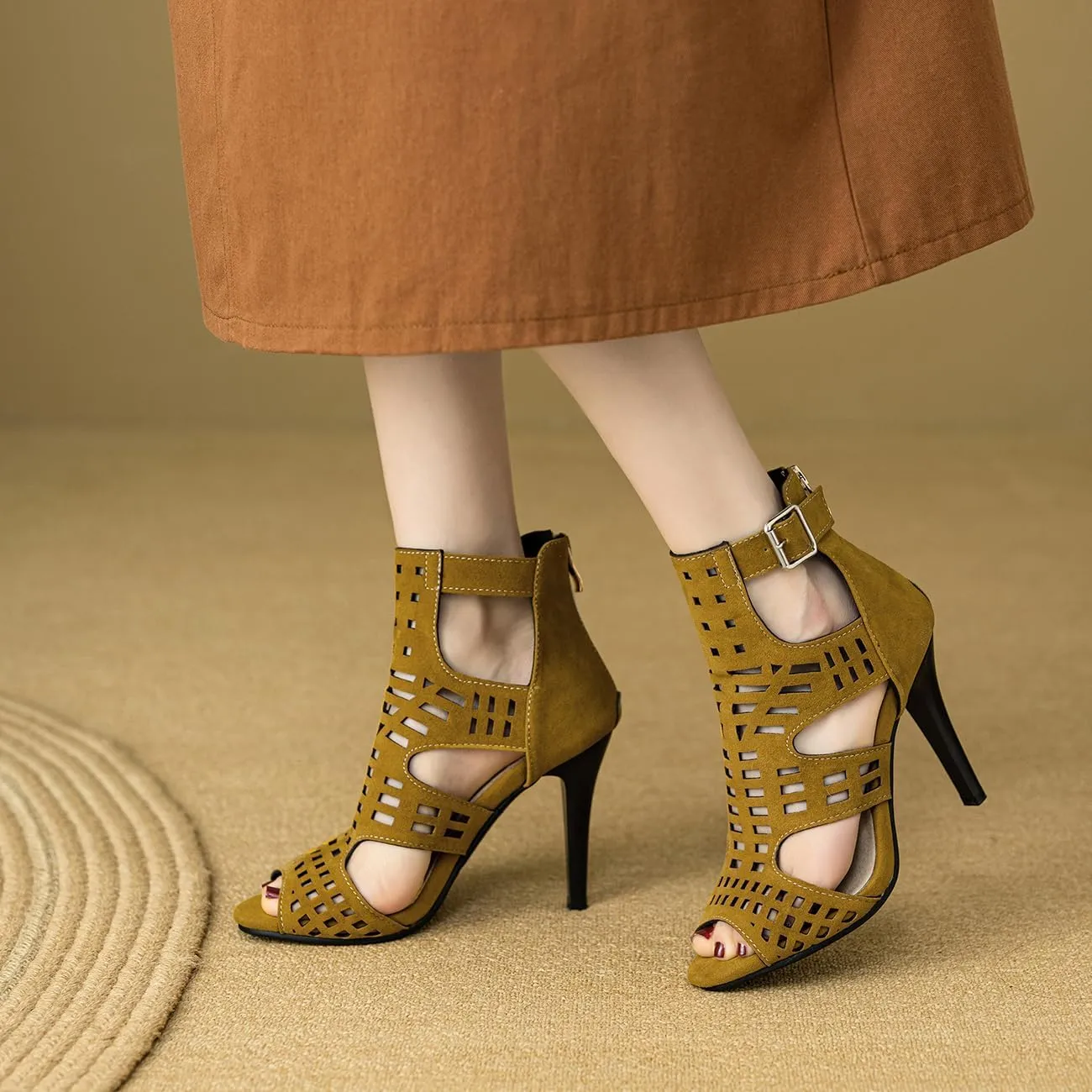 Womens Stiletto Heel Sandals Back Zipper Gladiator High Heel Sandals
