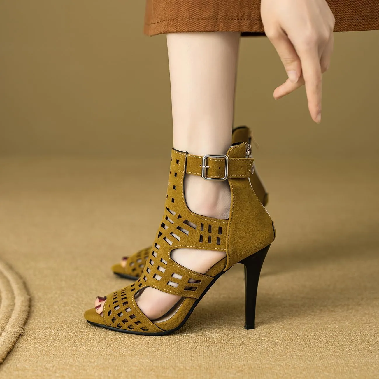Womens Stiletto Heel Sandals Back Zipper Gladiator High Heel Sandals