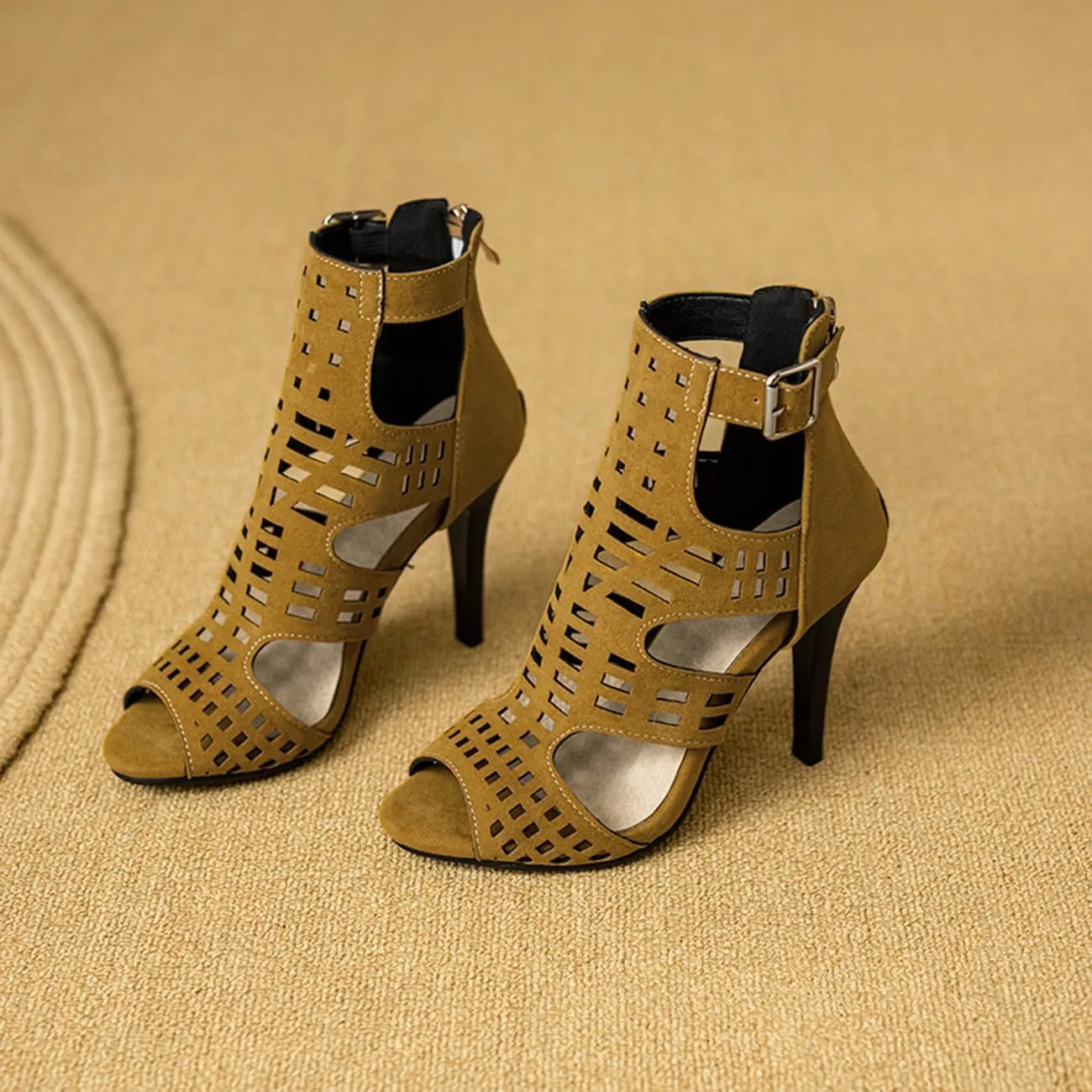 Womens Stiletto Heel Sandals Back Zipper Gladiator High Heel Sandals
