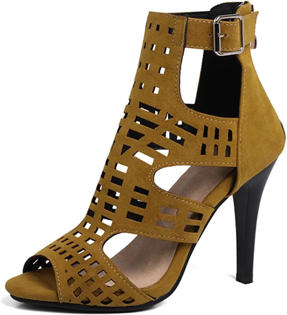 Womens Stiletto Heel Sandals Back Zipper Gladiator High Heel Sandals