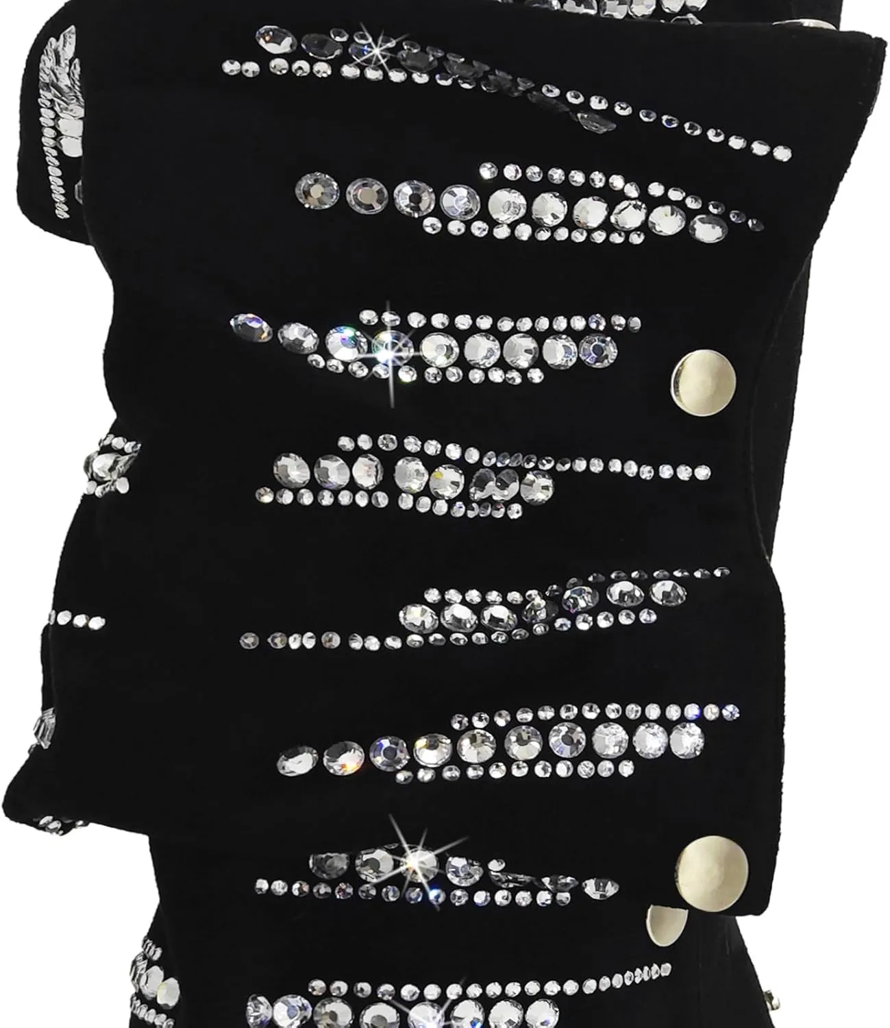 Women's suede Sparkly Rhinestone Stiletto Knee High Pointed Toe Zipper High Heel Shark Boots