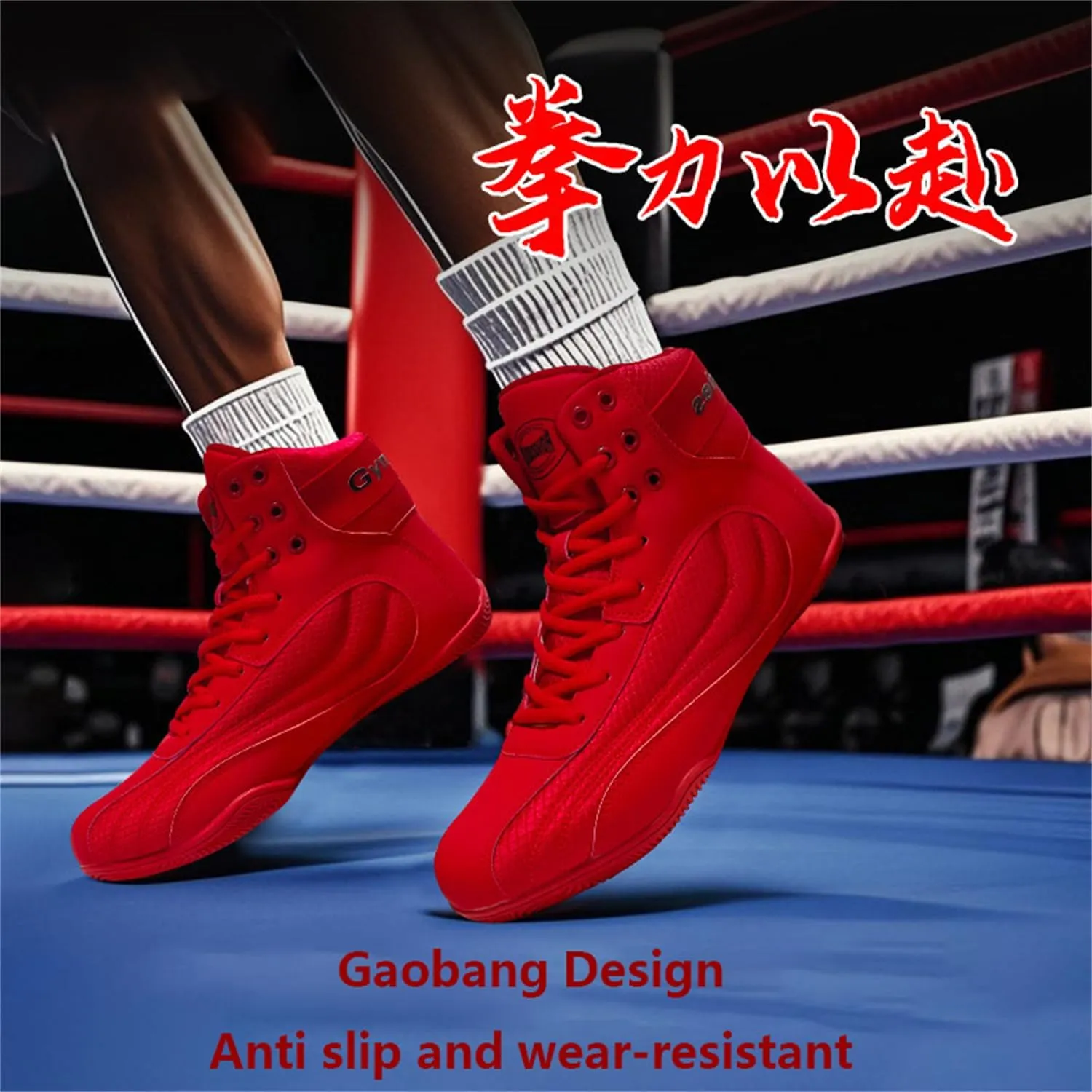 Wrestling Footwear, Pro Boxing Shoes for Men, Breathable MMA Footwear Anti-Slip Durable Sole