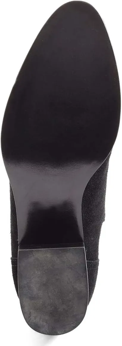 XYD Women Classic Chelsea Ankle Booties Pull On Almond Toe Low Chunky Heel Boots Suede Elastic Western Shoes