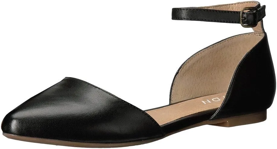 YDN Women Casual D'Orsay Pointed Toe Ballet Flats Comfort Slip-on Walking Shoes with Ankle Strap