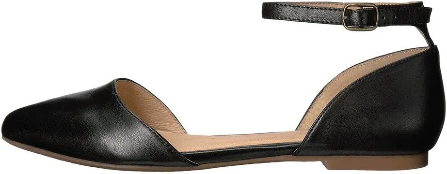 YDN Women Casual D'Orsay Pointed Toe Ballet Flats Comfort Slip-on Walking Shoes with Ankle Strap