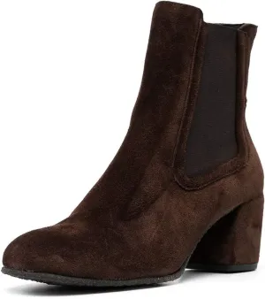 YDN Women Classic Chelsea Ankle Booties Elastic Pull On Round Closed Toe Short Boots Chunky Block Thick Mid Heel Dress Faux Suede Ladies Girls Fall Winter Daily Wear Walking Shoes