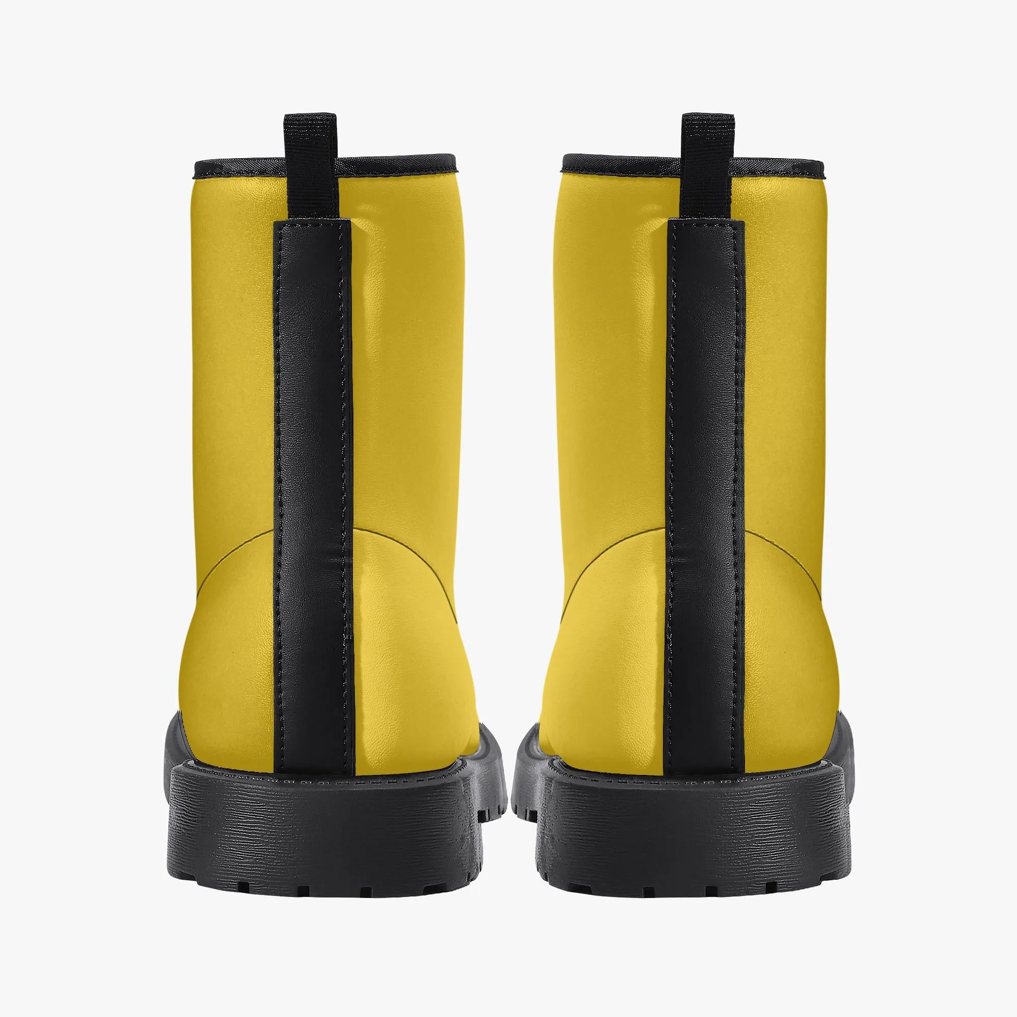 Yellow Leather Combat Boots
