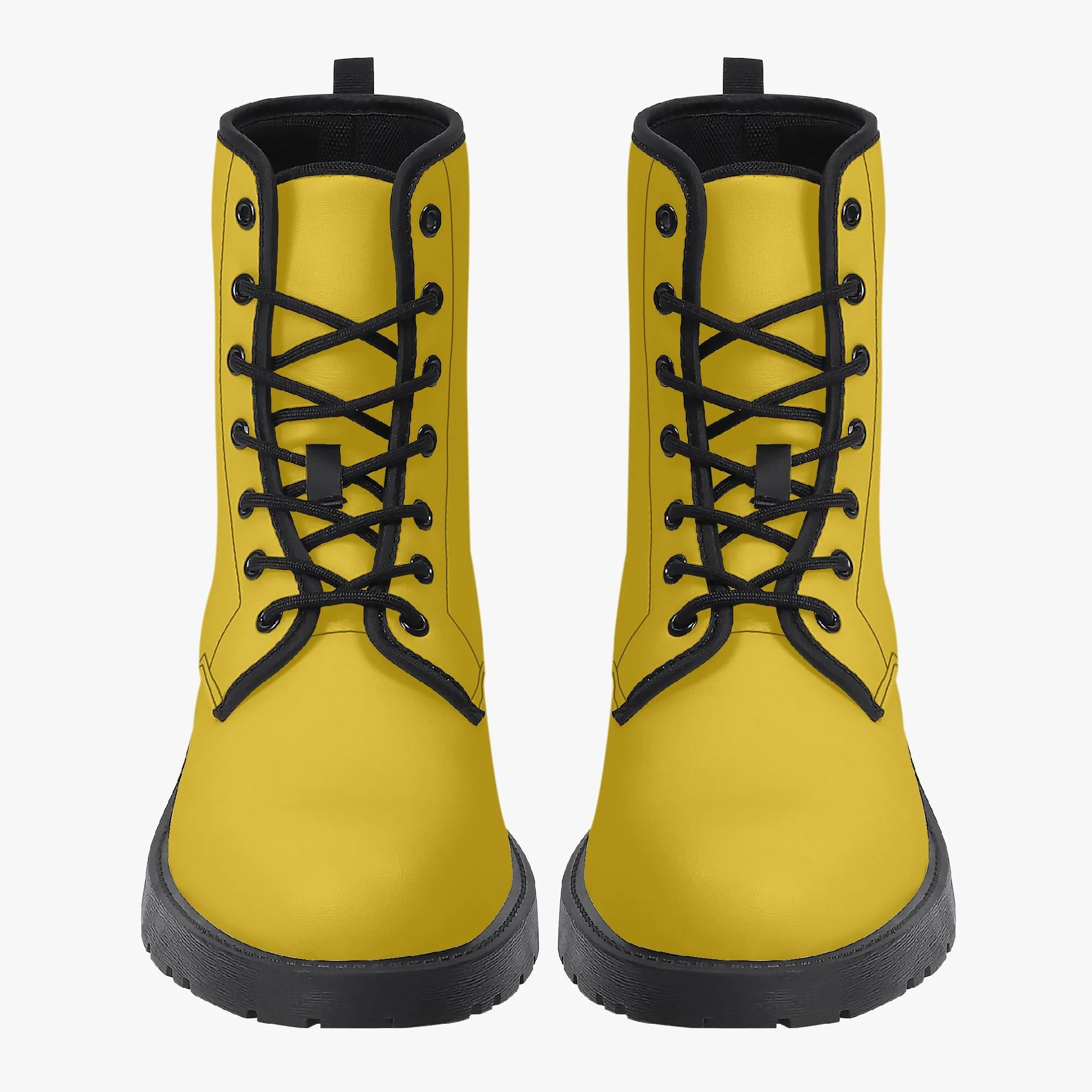 Yellow Leather Combat Boots