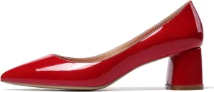 YODEKS Women's 2"/5CM Chunky Heels Classic Closed Pointed Toe Pumps Comfort Slip-on Evening Party Dress Low Heeled Shoes