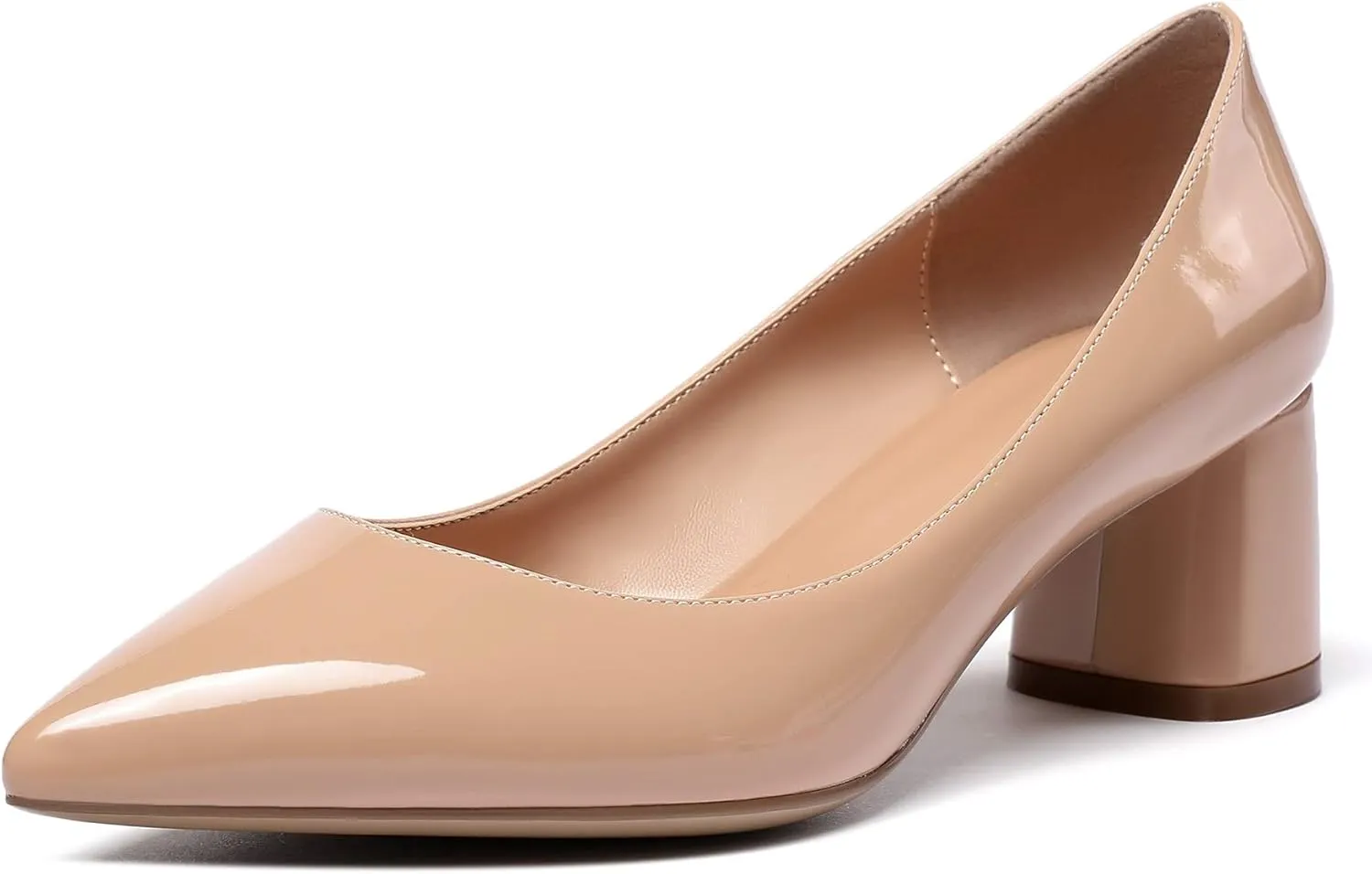 YODEKS Women's 2"/5CM Chunky Heels Classic Closed Pointed Toe Pumps Comfort Slip-on Evening Party Dress Low Heeled Shoes