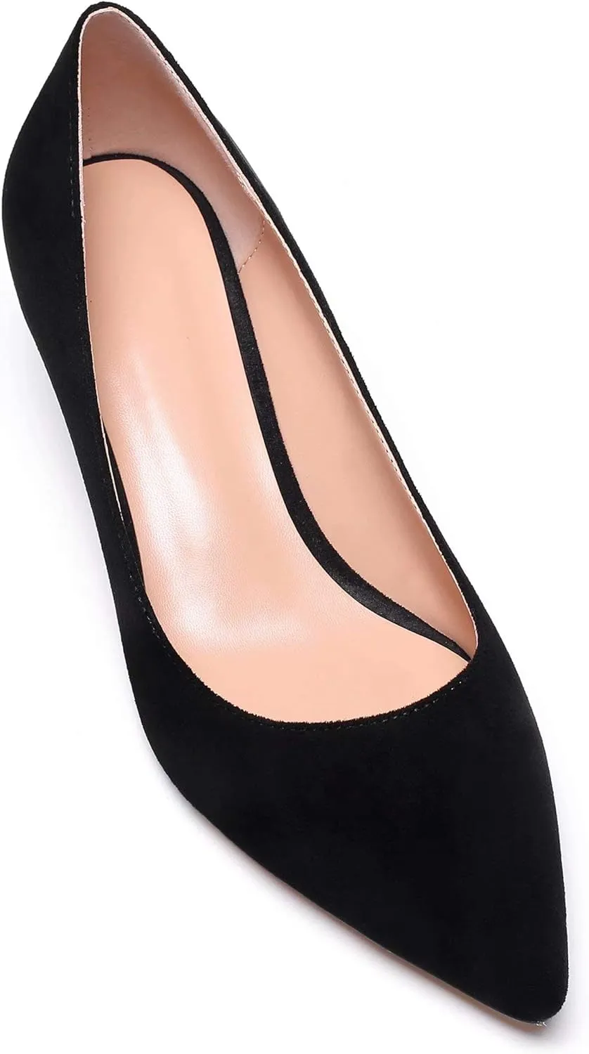 YODEKS Women's Kitten Heel Pumps Pointed Toe Low Heel Pumps Slip on Comfort Dress Shoes 2 Inches Heels for Party Wedding Dress