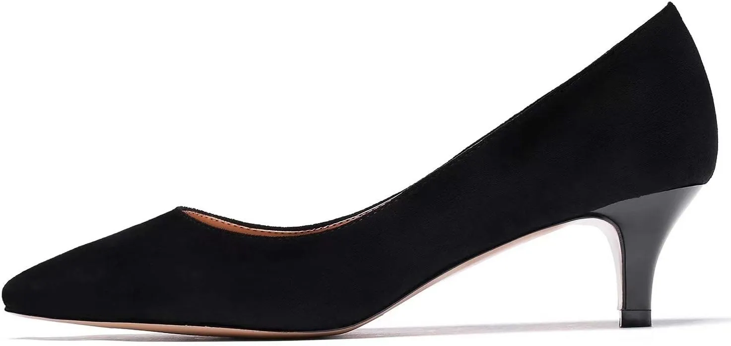 YODEKS Women's Kitten Heel Pumps Pointed Toe Low Heel Pumps Slip on Comfort Dress Shoes 2 Inches Heels for Party Wedding Dress