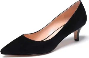 YODEKS Women's Kitten Heel Pumps Pointed Toe Low Heel Pumps Slip on Comfort Dress Shoes 2 Inches Heels for Party Wedding Dress