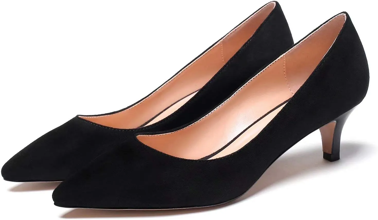 YODEKS Women's Kitten Heel Pumps Pointed Toe Low Heel Pumps Slip on Comfort Dress Shoes 2 Inches Heels for Party Wedding Dress