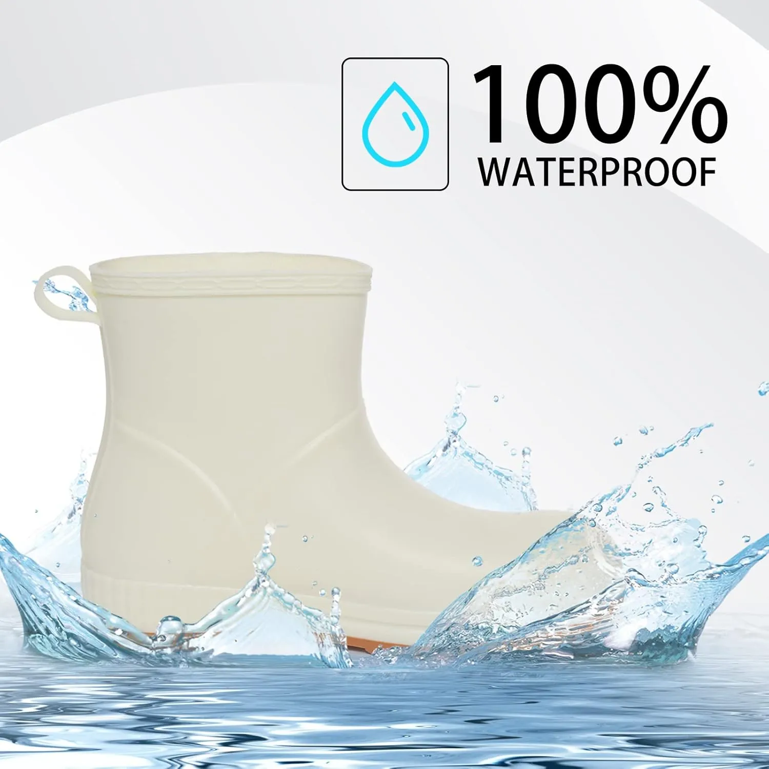 YUHITYGZGS Short Rain Boots for Women and Men, Lightweight Waterproof Garden Boots, Anti-Slip Chelsea Womens Rain Boots, Stylish Mid Heel rubber Ankle Booties with Comfy Insoles for Outdoor