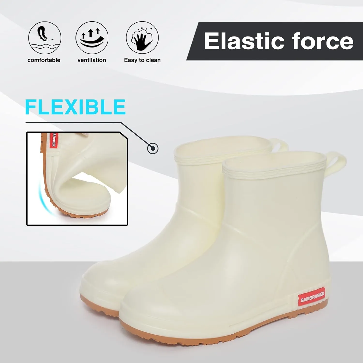 YUHITYGZGS Short Rain Boots for Women and Men, Lightweight Waterproof Garden Boots, Anti-Slip Chelsea Womens Rain Boots, Stylish Mid Heel rubber Ankle Booties with Comfy Insoles for Outdoor