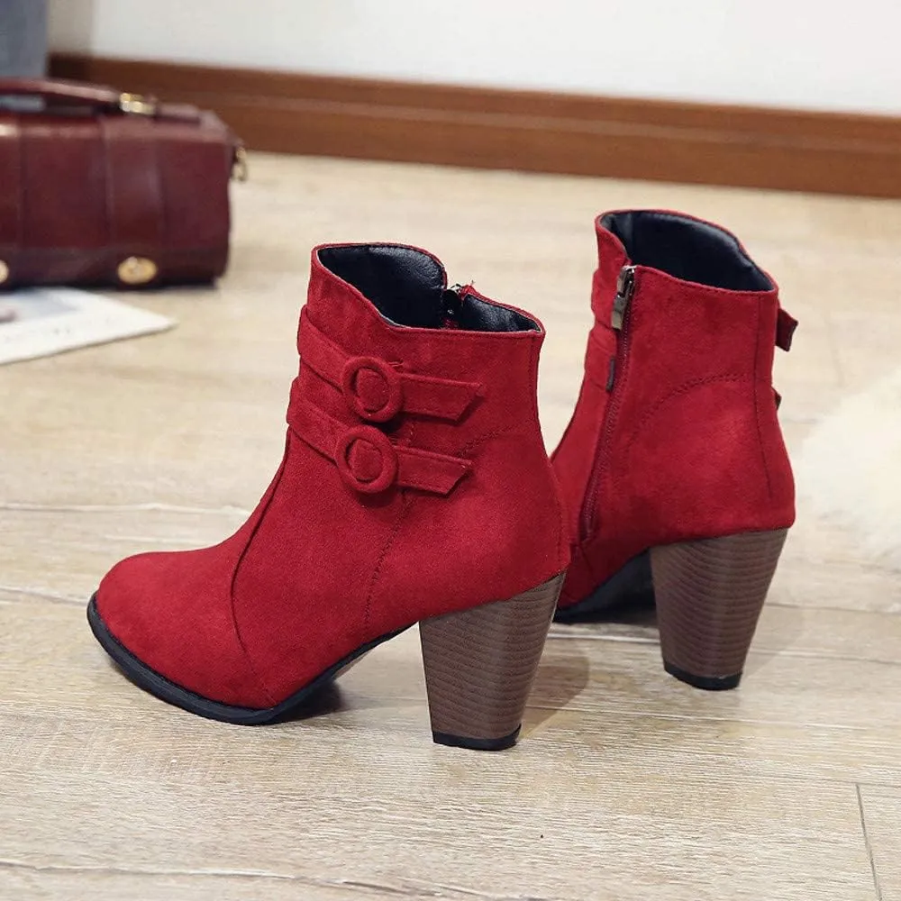 ZBYY Women's Chelsea Ankle Boots Closed Toe Stacked Heel Booties Shoes Thick Heel Mid Heeled Dress Short Boots Shoes