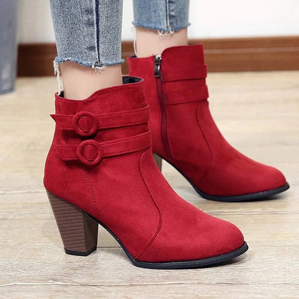 ZBYY Women's Chelsea Ankle Boots Closed Toe Stacked Heel Booties Shoes Thick Heel Mid Heeled Dress Short Boots Shoes