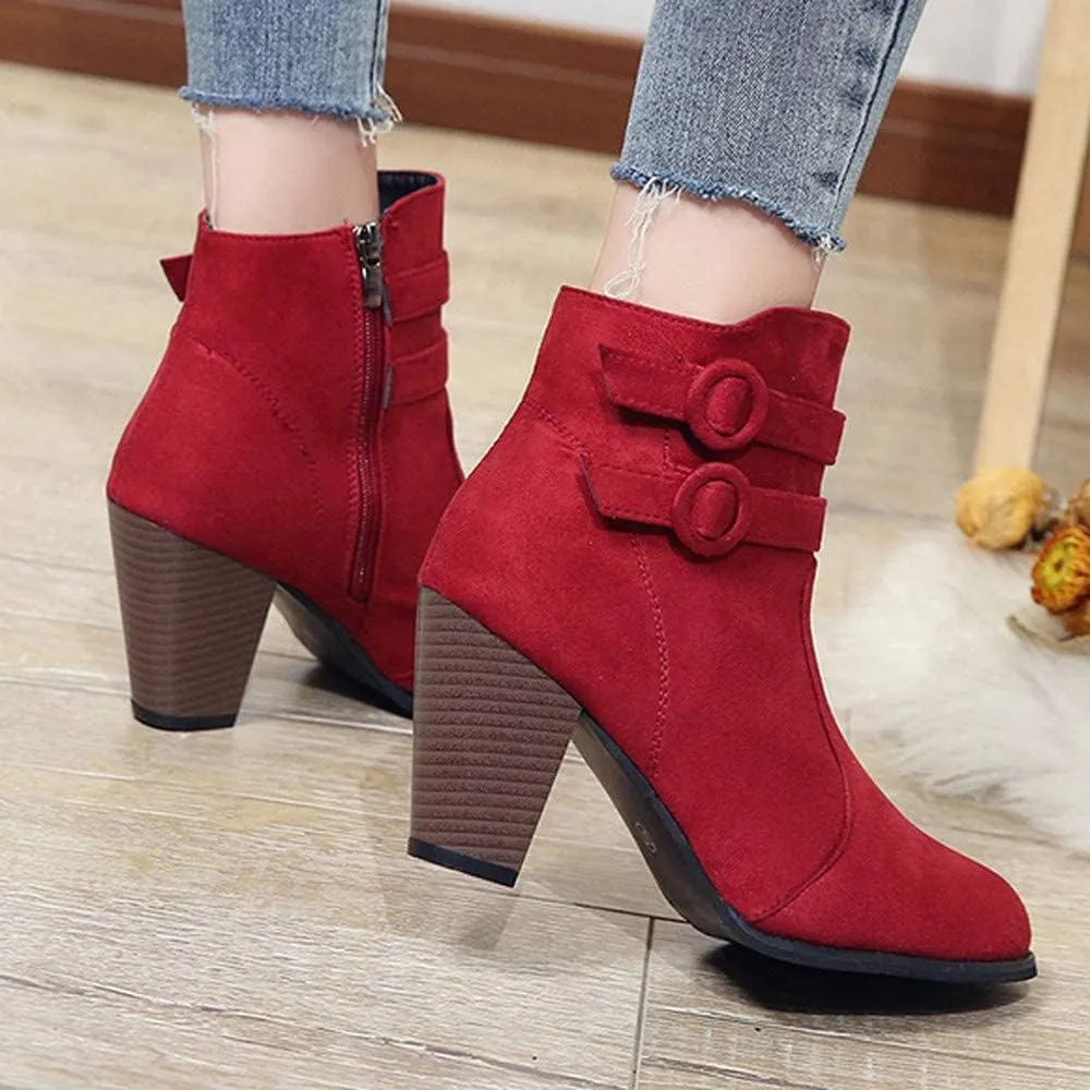 ZBYY Women's Chelsea Ankle Boots Closed Toe Stacked Heel Booties Shoes Thick Heel Mid Heeled Dress Short Boots Shoes