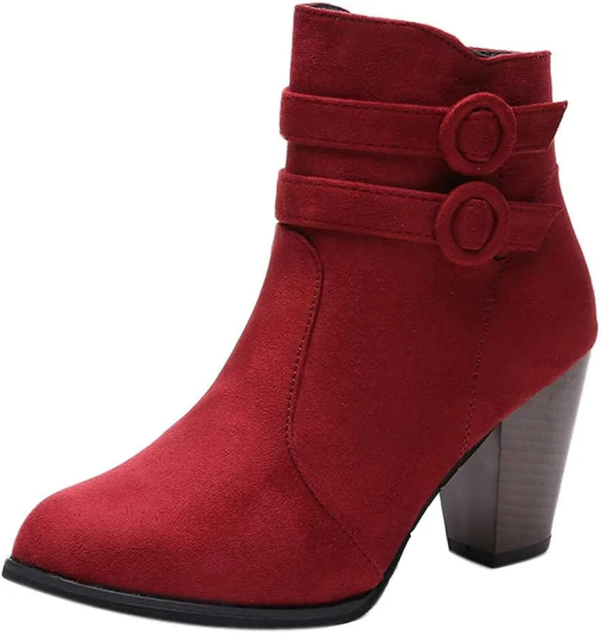 ZBYY Women's Chelsea Ankle Boots Closed Toe Stacked Heel Booties Shoes Thick Heel Mid Heeled Dress Short Boots Shoes