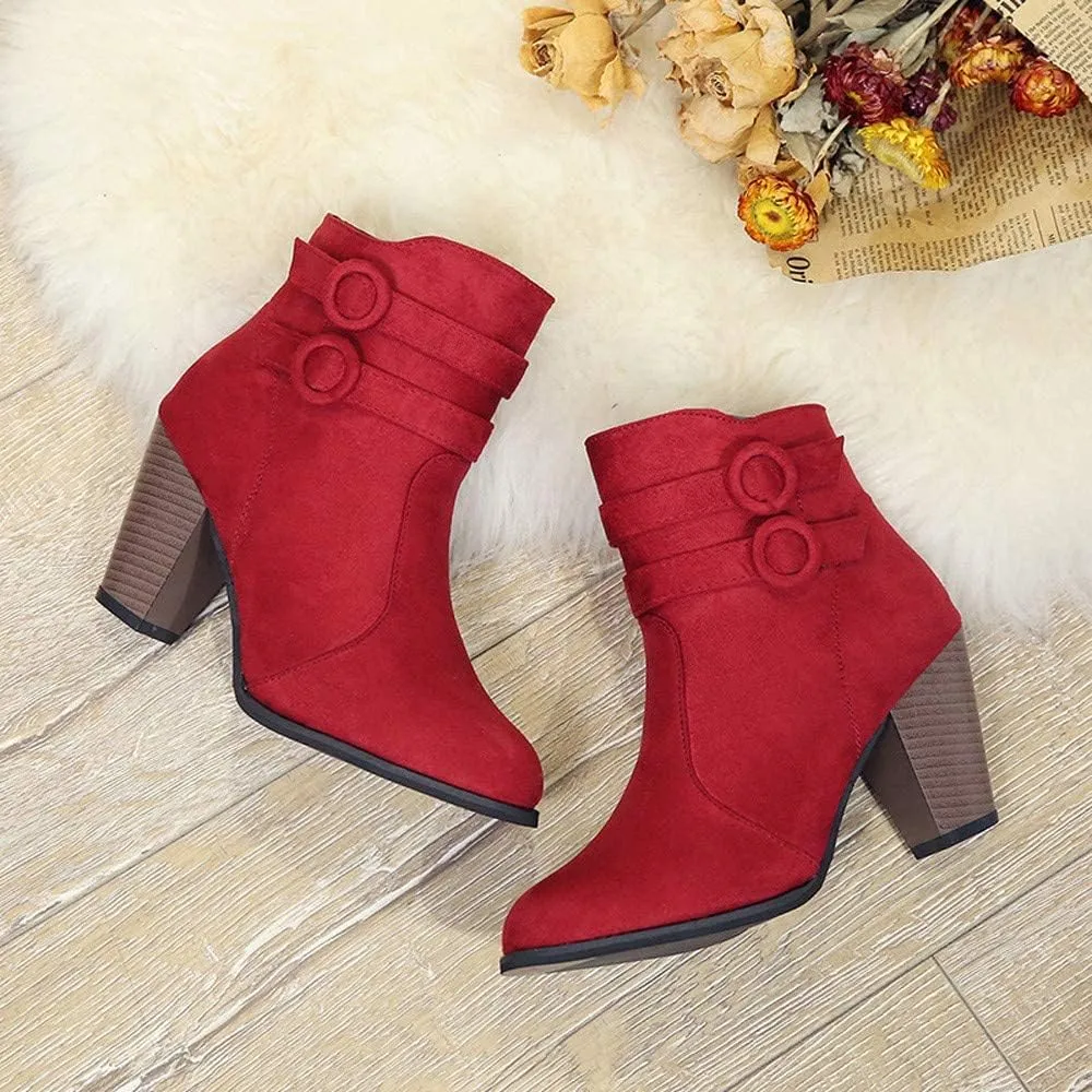ZBYY Women's Chelsea Ankle Boots Closed Toe Stacked Heel Booties Shoes Thick Heel Mid Heeled Dress Short Boots Shoes
